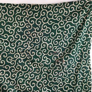 Japanese Wrap Cloth Furoshiki Vtg Fabric Cotton Green Arabesque Pattern FU197