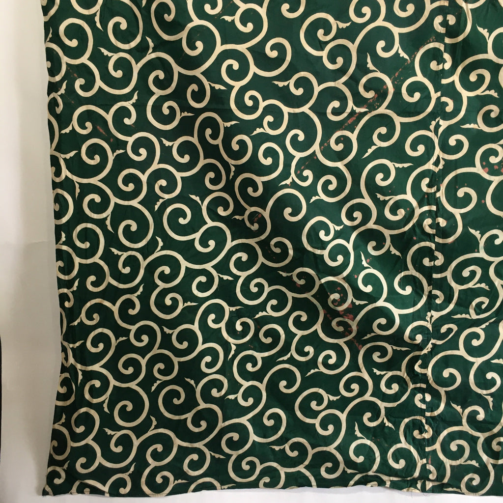 Japanese Wrap Cloth Furoshiki Vtg Fabric Cotton Green Arabesque Pattern FU197