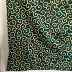 Japanese Wrap Cloth Furoshiki Vtg Fabric Cotton Green Arabesque Pattern FU197
