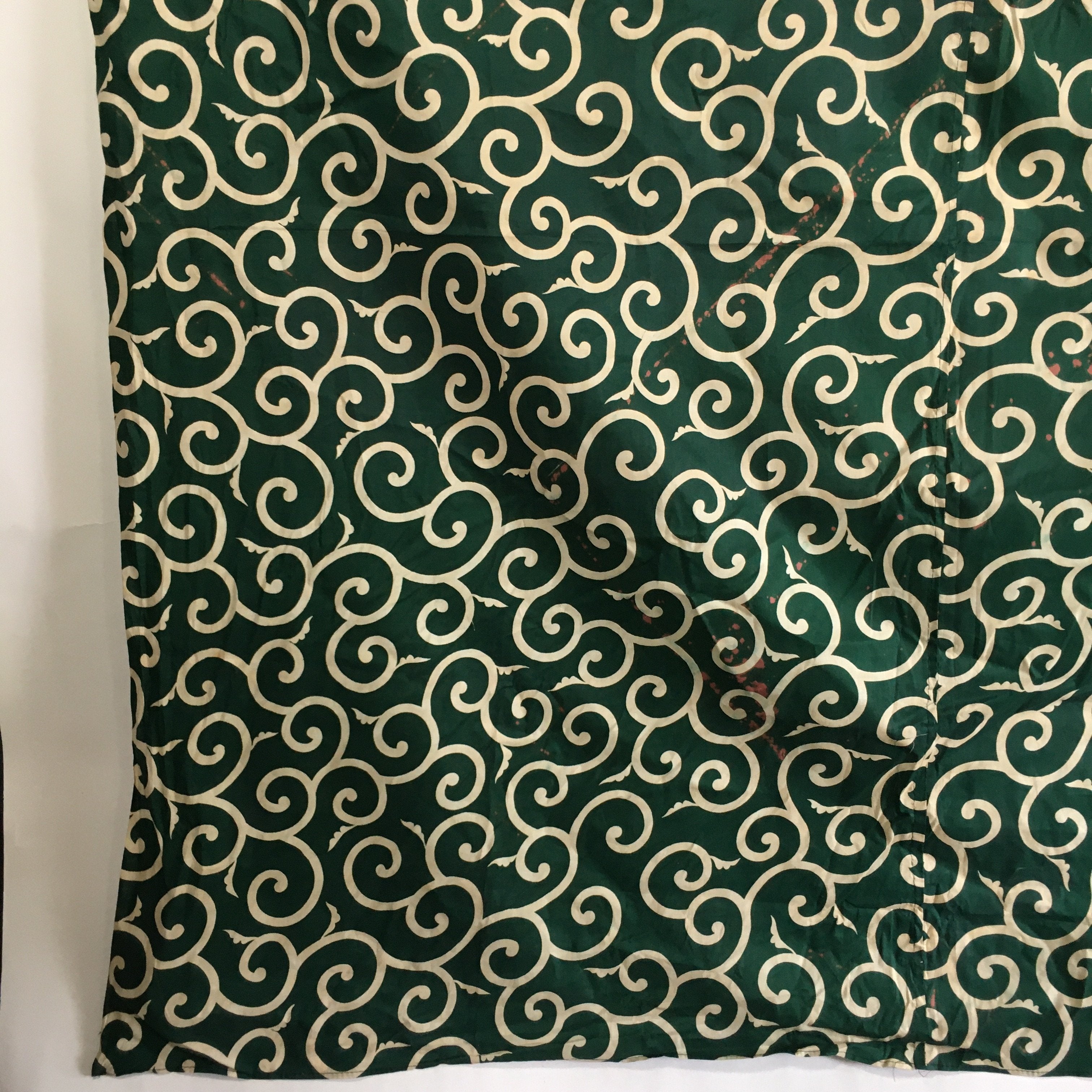 Japanese Wrap Cloth Furoshiki Vtg Fabric Cotton Green Arabesque Pattern FU197
