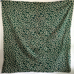 Japanese Wrap Cloth Furoshiki Vtg Fabric Cotton Green Arabesque Pattern FU197