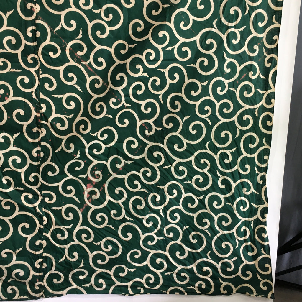 Japanese Wrap Cloth Furoshiki Vtg Fabric Cotton Green Arabesque Pattern FU197
