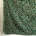 Japanese Wrap Cloth Furoshiki Vtg Fabric Cotton Green Arabesque Pattern FU197