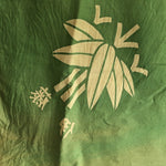 Japanese Wrap Cloth Furoshiki Vtg Fabric Cotton Green Bamboo Family Crest FU198