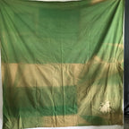 Japanese Wrap Cloth Furoshiki Vtg Fabric Cotton Green Bamboo Family Crest FU198