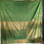 Japanese Wrap Cloth Furoshiki Vtg Fabric Cotton Green Bamboo Family Crest FU198