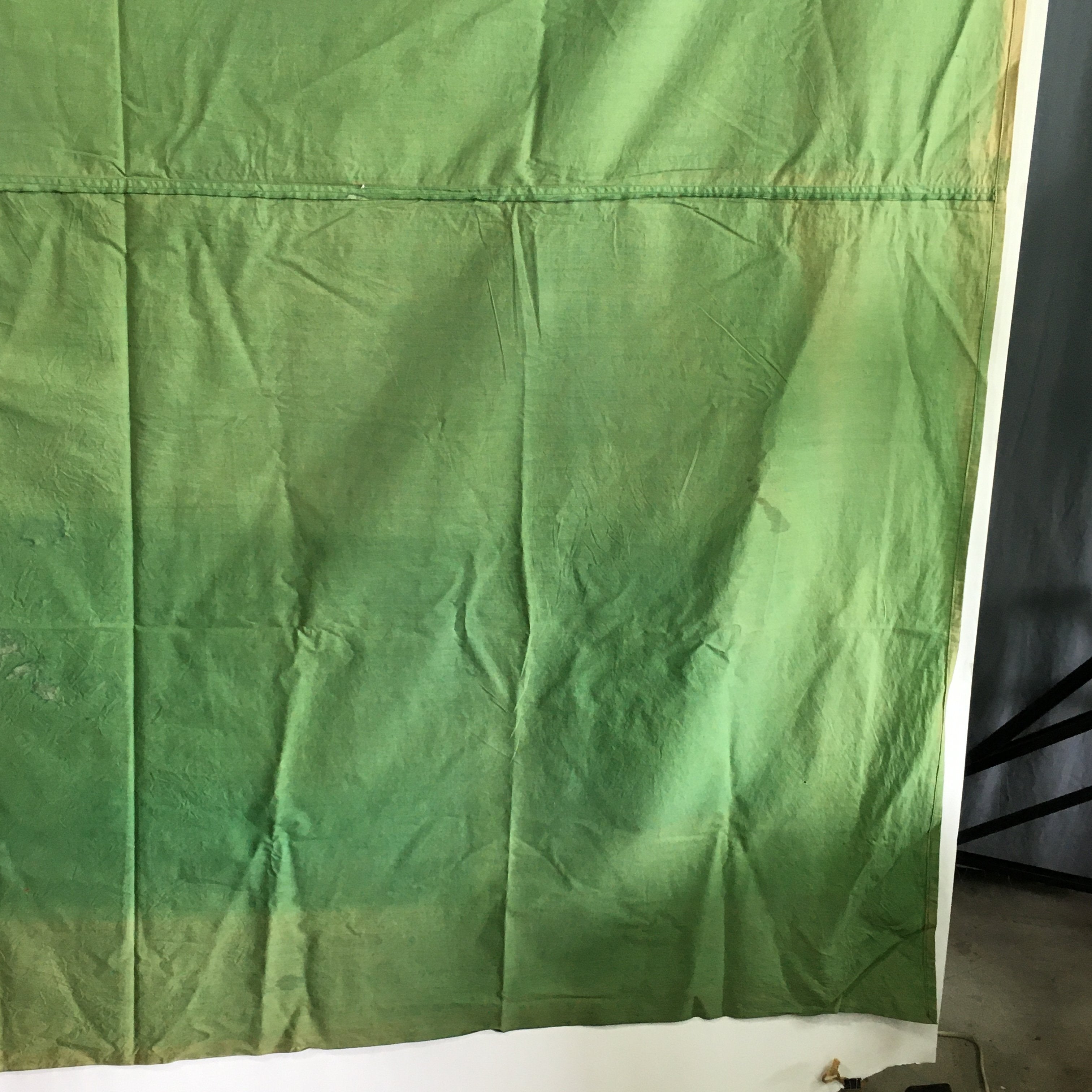 Japanese Wrap Cloth Furoshiki Vtg Fabric Cotton Green Bamboo Family Crest FU198