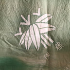 Japanese Wrap Cloth Furoshiki Vtg Fabric Cotton Green Bamboo Family Crest FU198