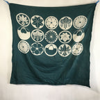 Japanese Wrap Cloth Furoshiki Vtg Fabric Cotton Green Family Crests FU199