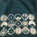 Japanese Wrap Cloth Furoshiki Vtg Fabric Cotton Green Family Crests FU199