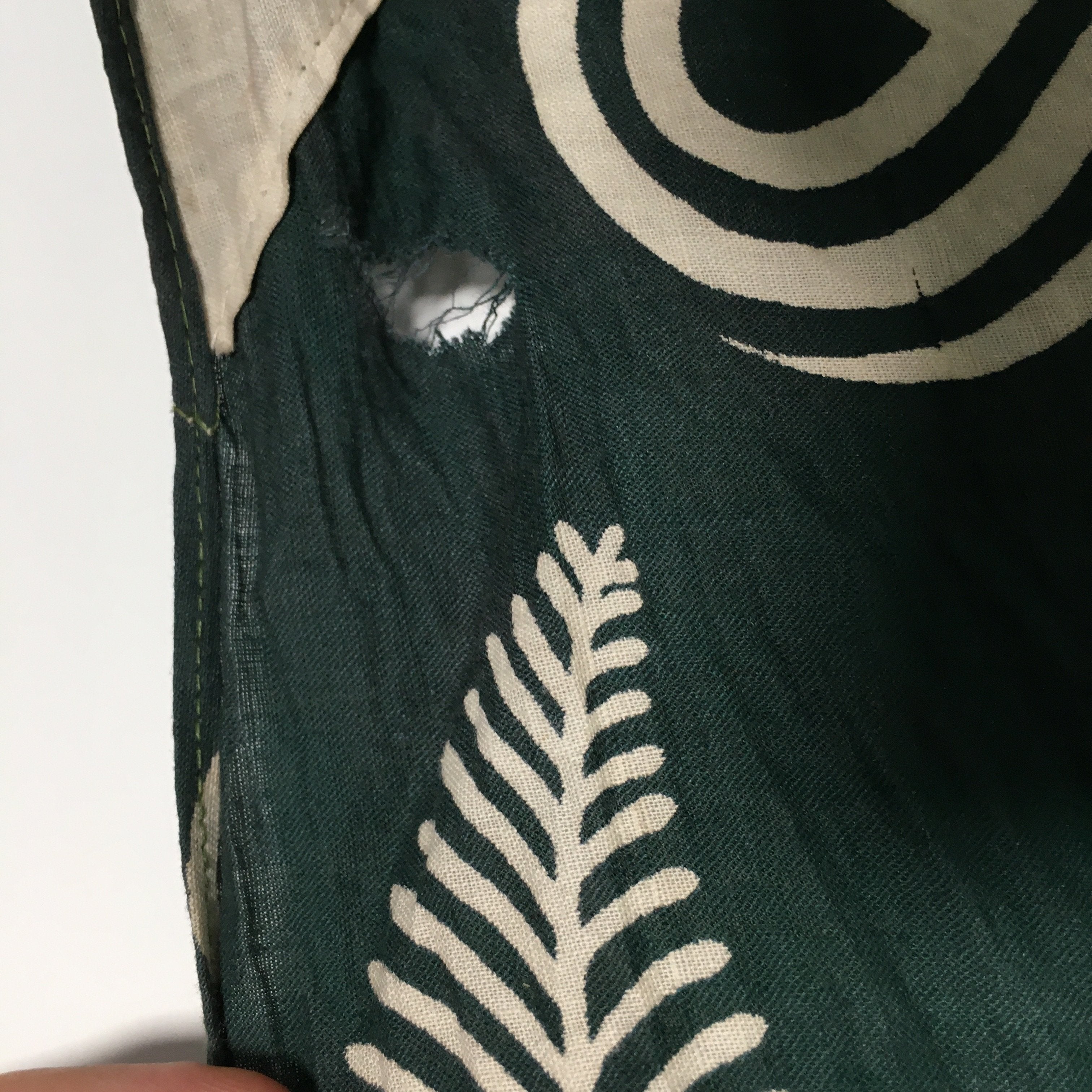 Japanese Wrap Cloth Furoshiki Vtg Fabric Cotton Green Fern Plant Leaves FU195