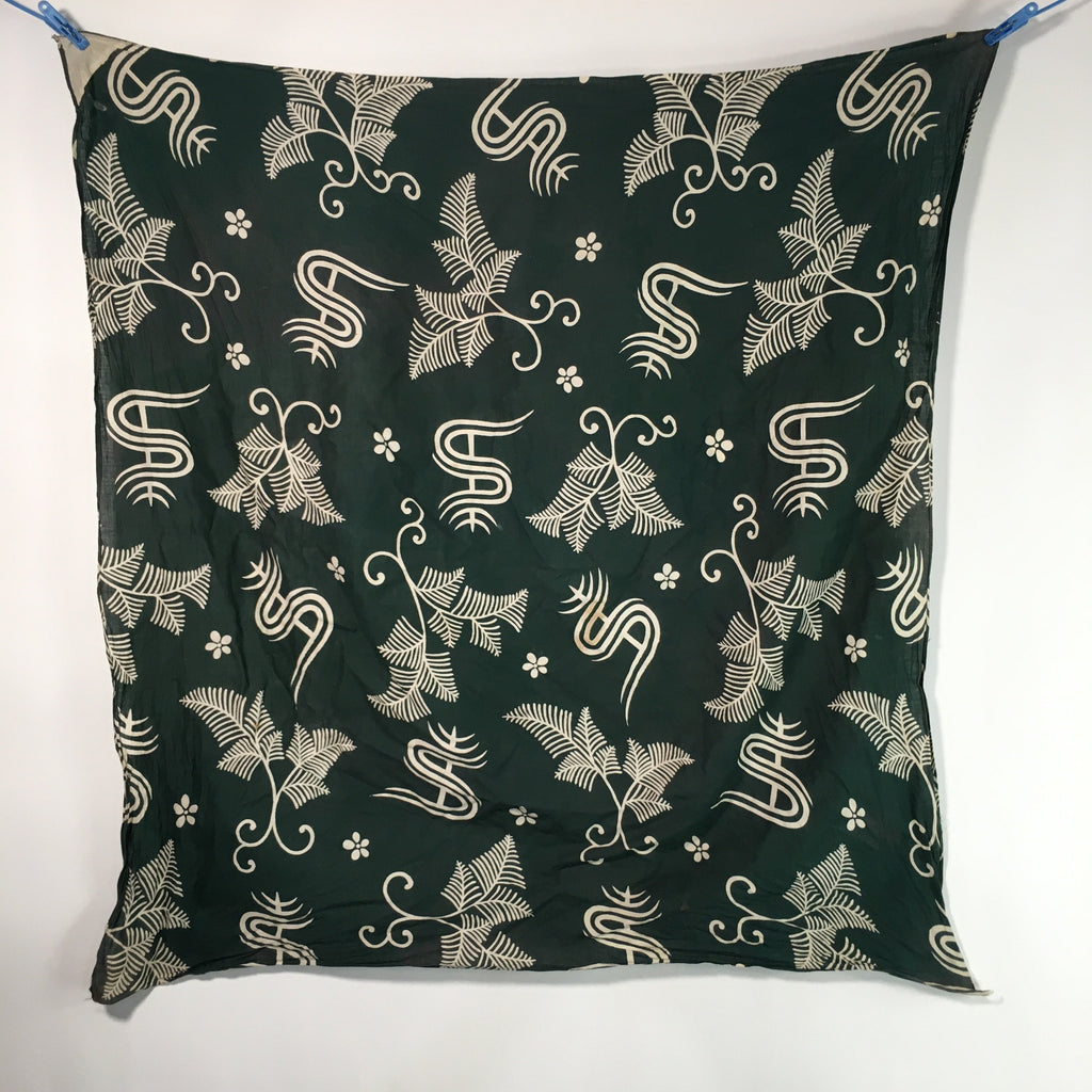 Japanese Wrap Cloth Furoshiki Vtg Fabric Cotton Green Fern Plant Leaves FU195