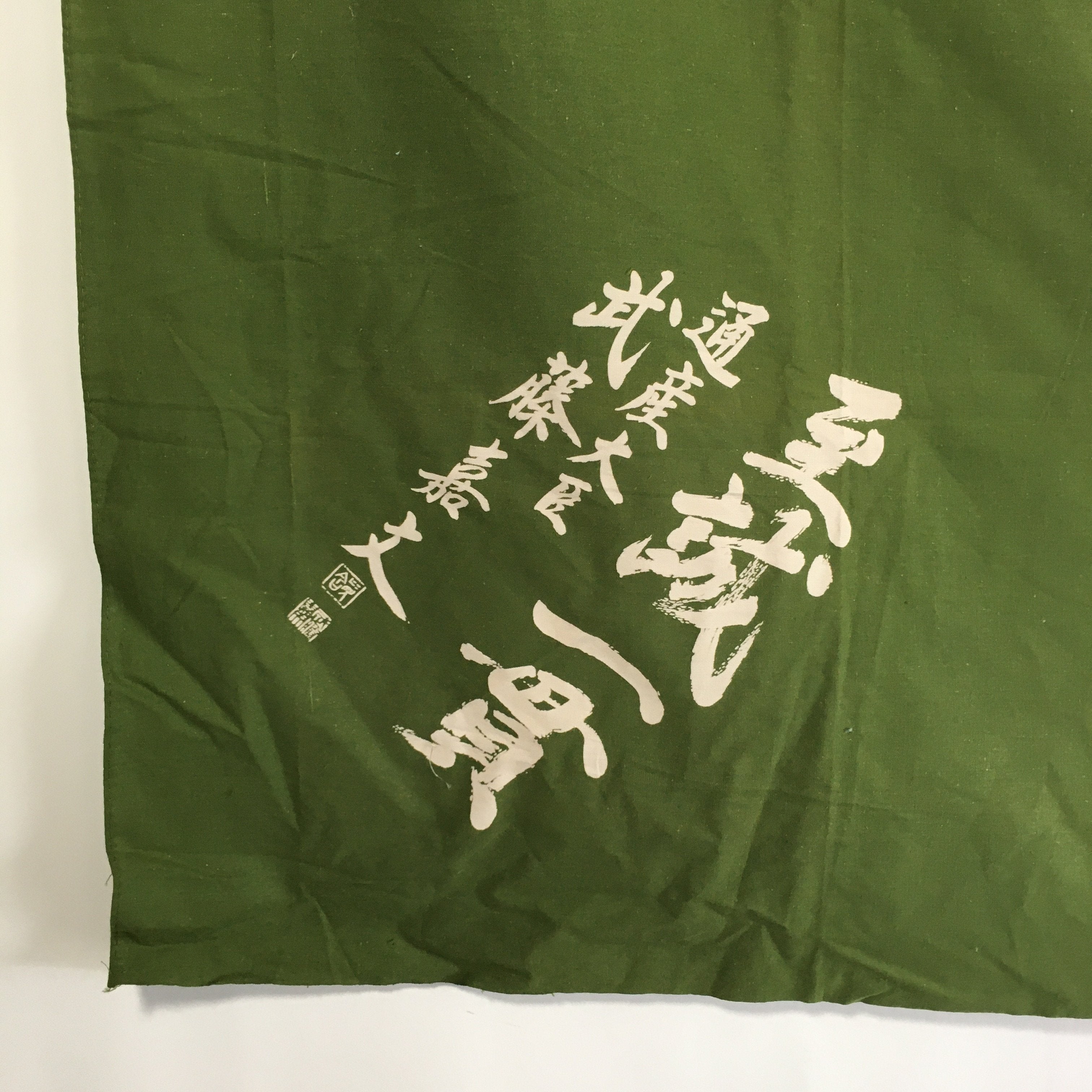 Japanese Wrap Cloth Furoshiki Vtg Fabric Cotton Green Muto Kabun FU196