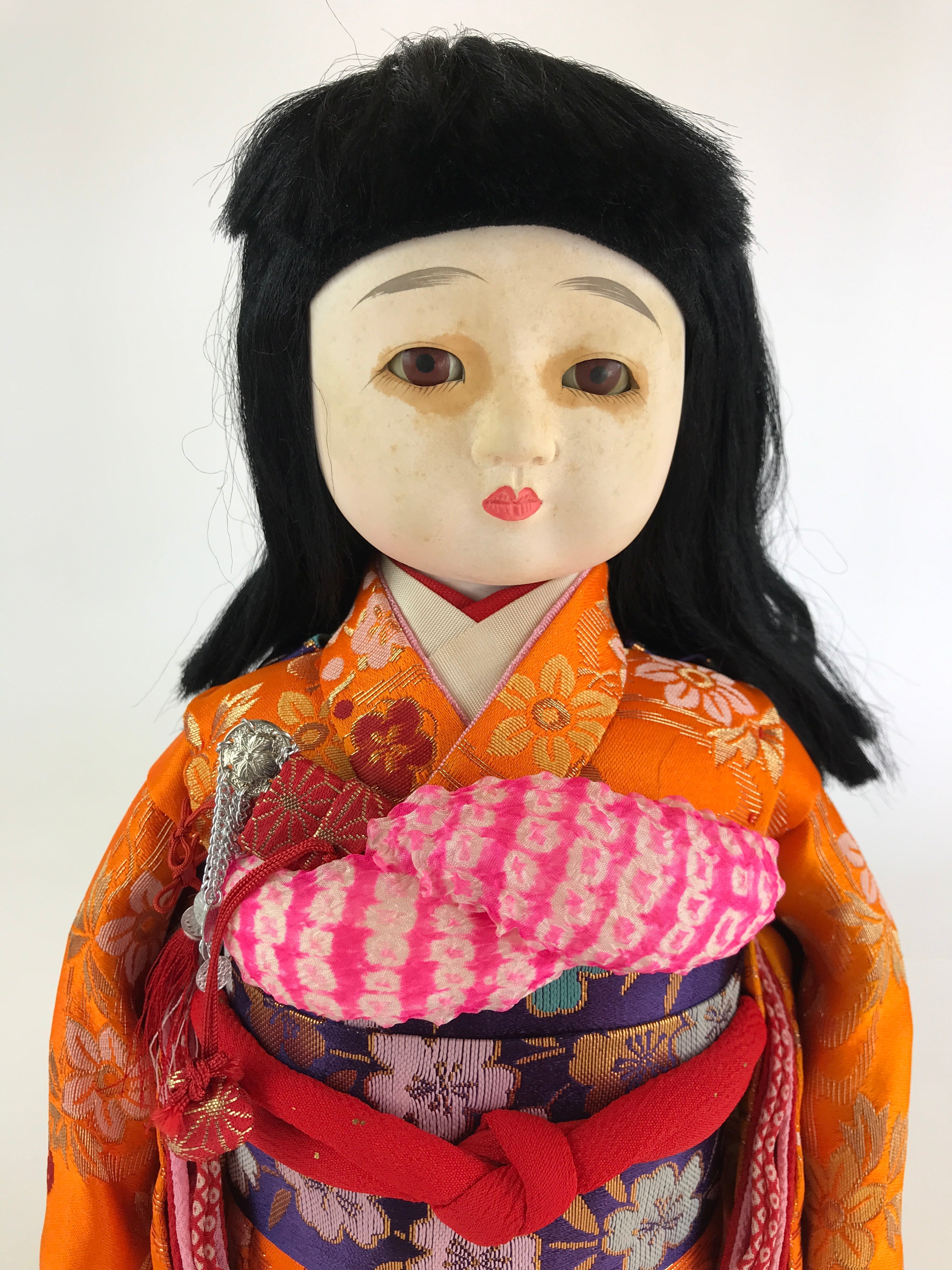 Japanese Yoshihama Ningyo Boy girl Hina Doll Festival Purple Kimono Obi PX649