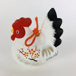 Japanese Zodiac Chicken Statue Vtg Lucky Charm Red White Plaster Figurine BD669