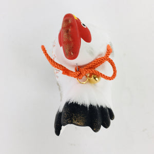 Japanese Zodiac Chicken Statue Vtg Lucky Charm Red White Plaster Figurine BD669