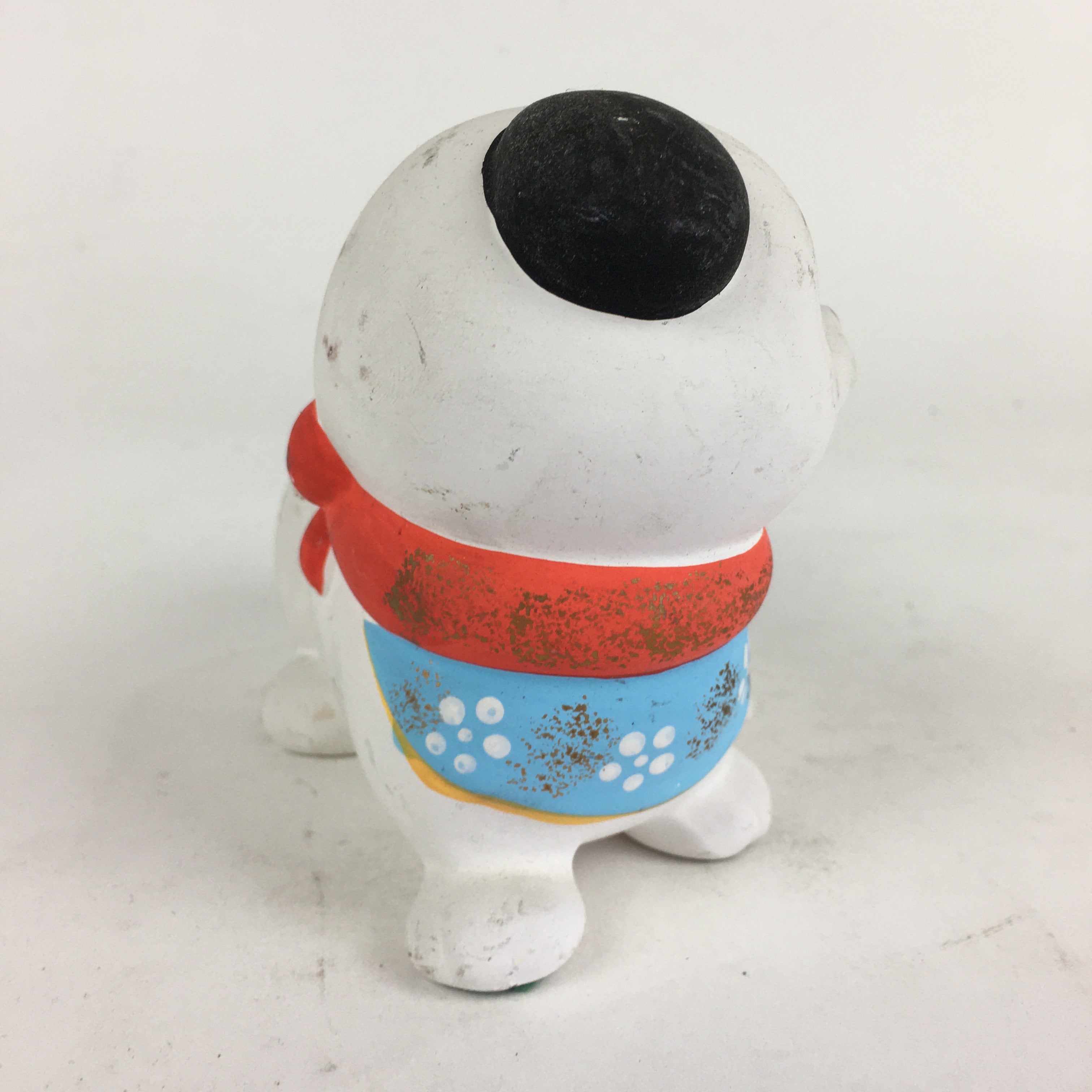 Japanese Zodiac Dog Statue Vtg Lucky Charm White Plaster Figurine BD790