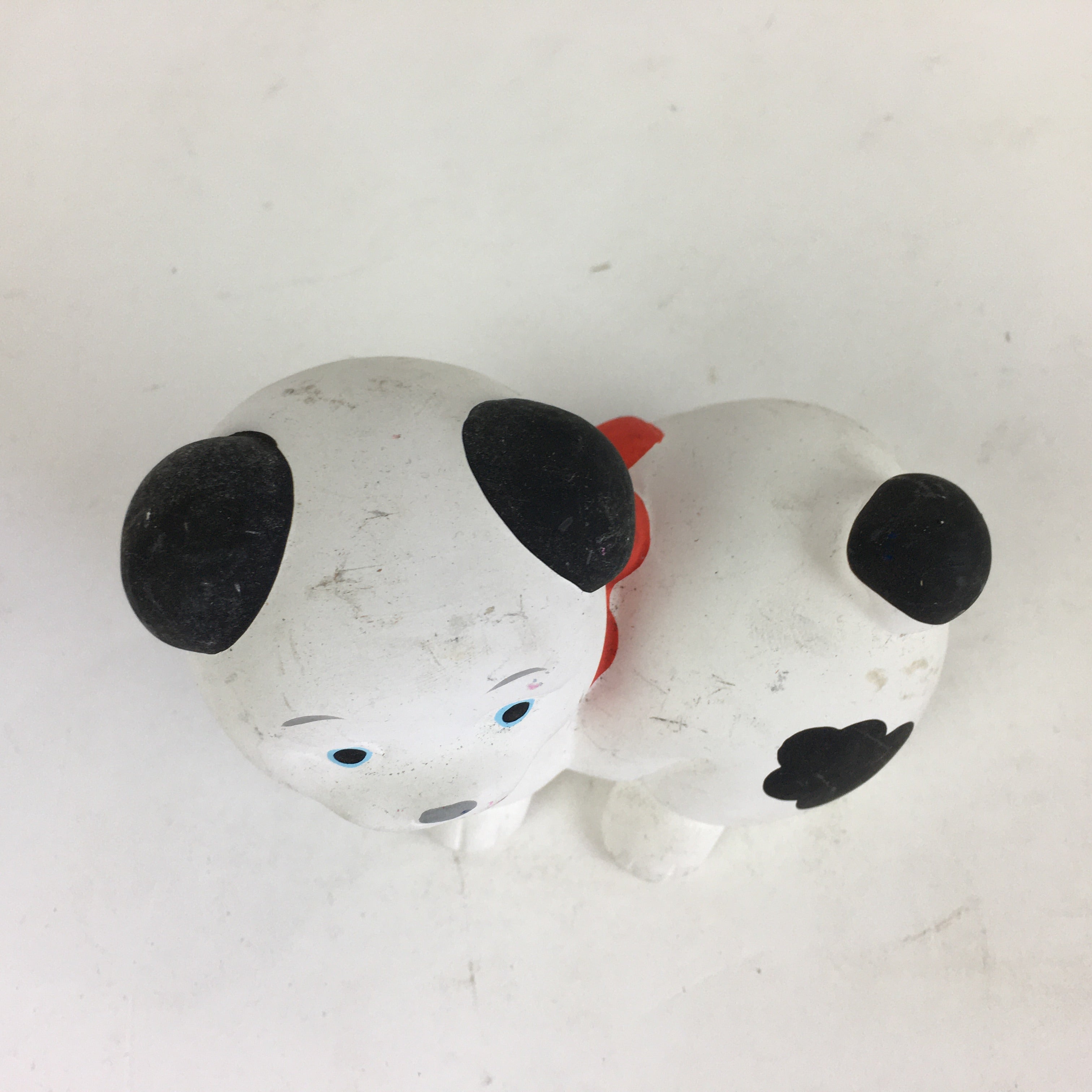 Japanese Zodiac Dog Statue Vtg Lucky Charm White Plaster Figurine BD790