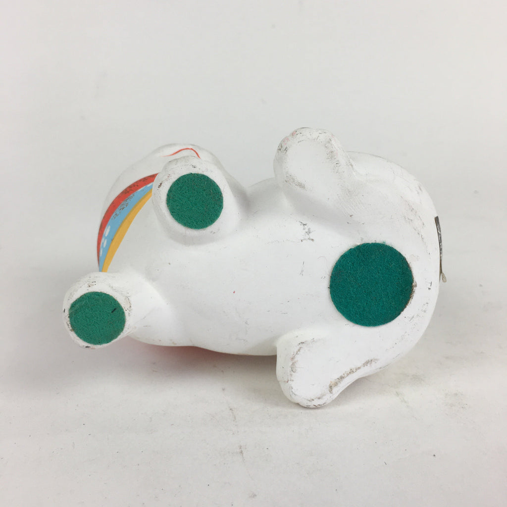 Japanese Zodiac Dog Statue Vtg Lucky Charm White Plaster Figurine BD790