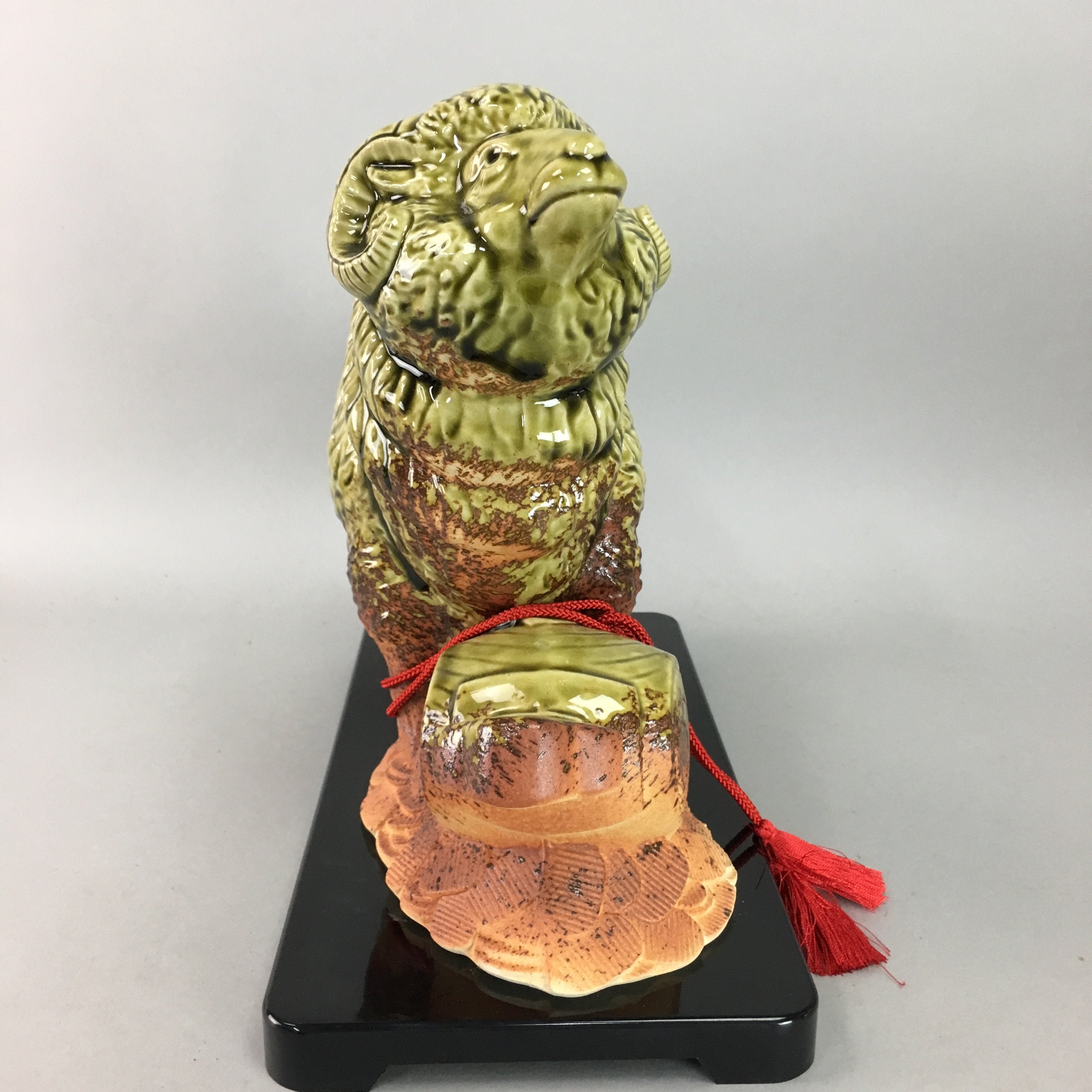 Japanese Zodiac Sheep Statue Vtg Shigaraki ware Pottery Ceramic Okimono BD485