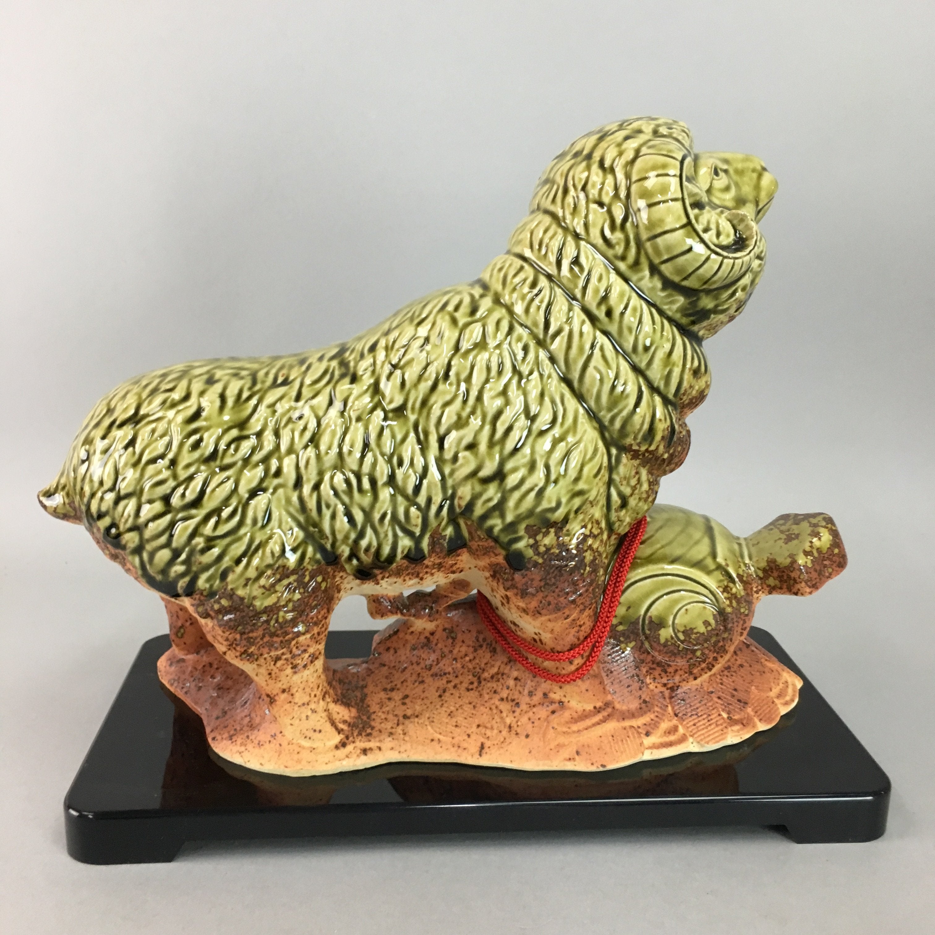 Japanese Zodiac Sheep Statue Vtg Shigaraki ware Pottery Ceramic Okimono BD485