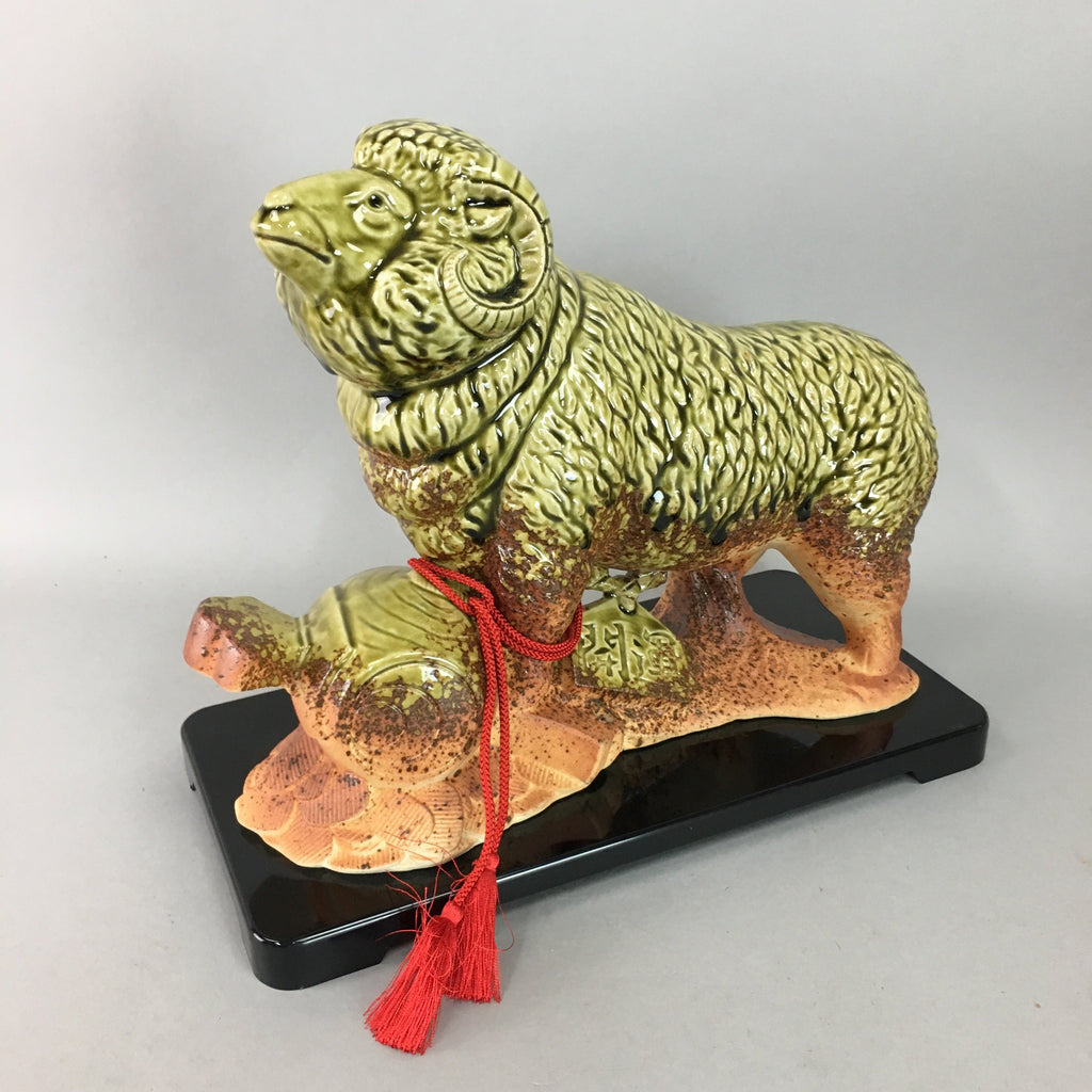 Japanese Zodiac Sheep Statue Vtg Shigaraki ware Pottery Ceramic Okimono BD485