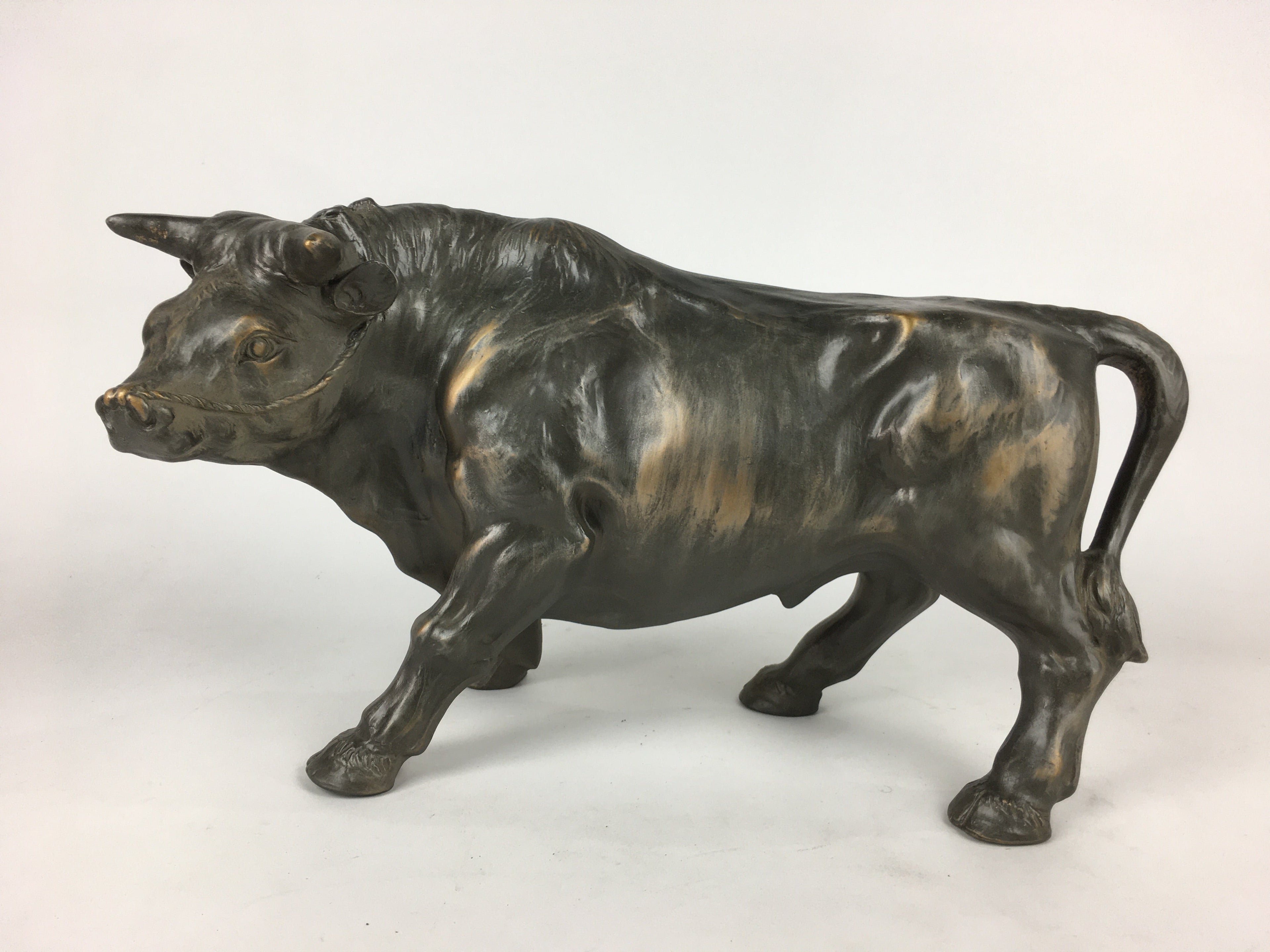 Japanese Zodiac Symbol Metal Cow Vtg Statue Ornament Okimono Ushi BD778