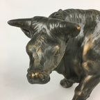 Japanese Zodiac Symbol Metal Cow Vtg Statue Ornament Okimono Ushi BD778