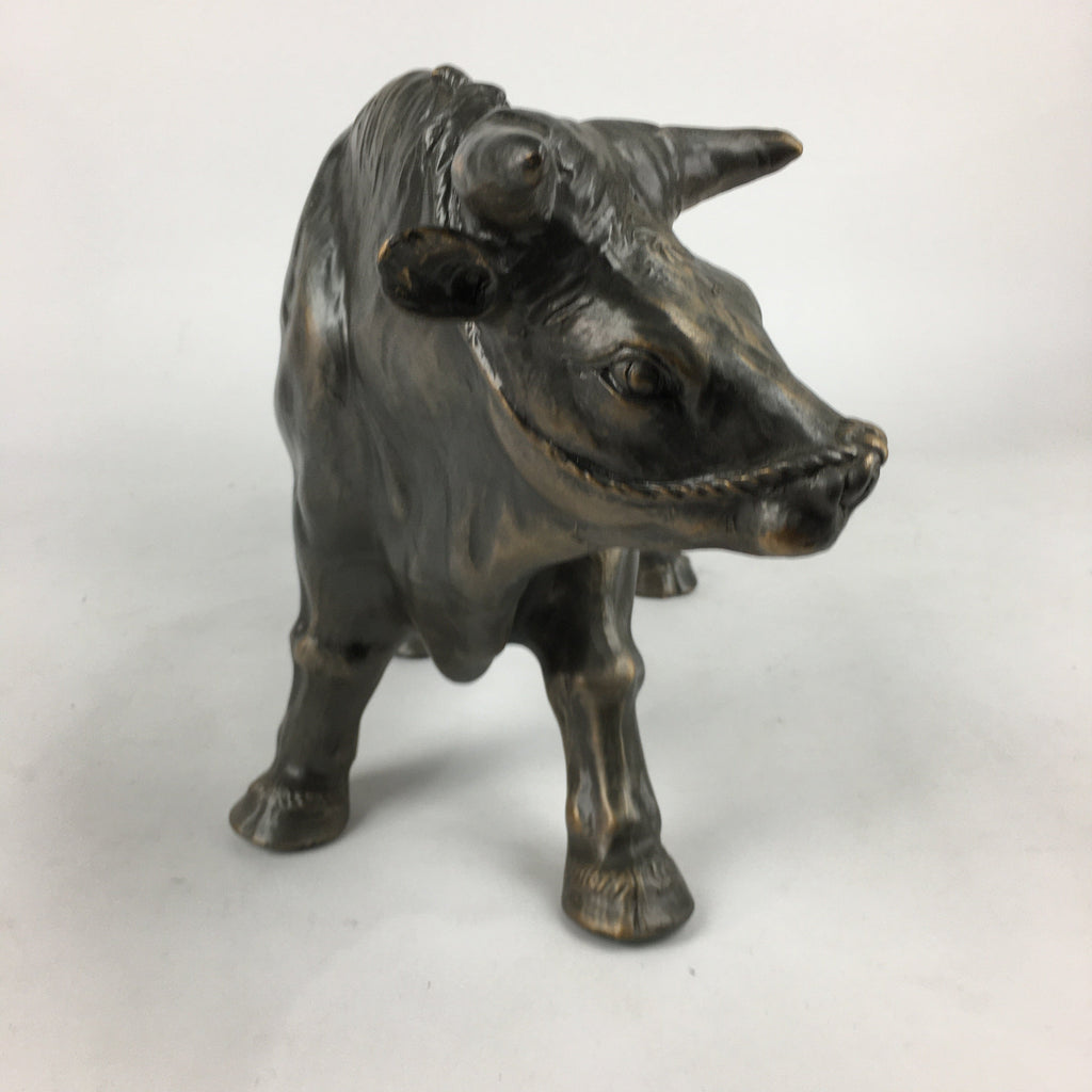 Japanese Zodiac Symbol Metal Cow Vtg Statue Ornament Okimono Ushi BD778