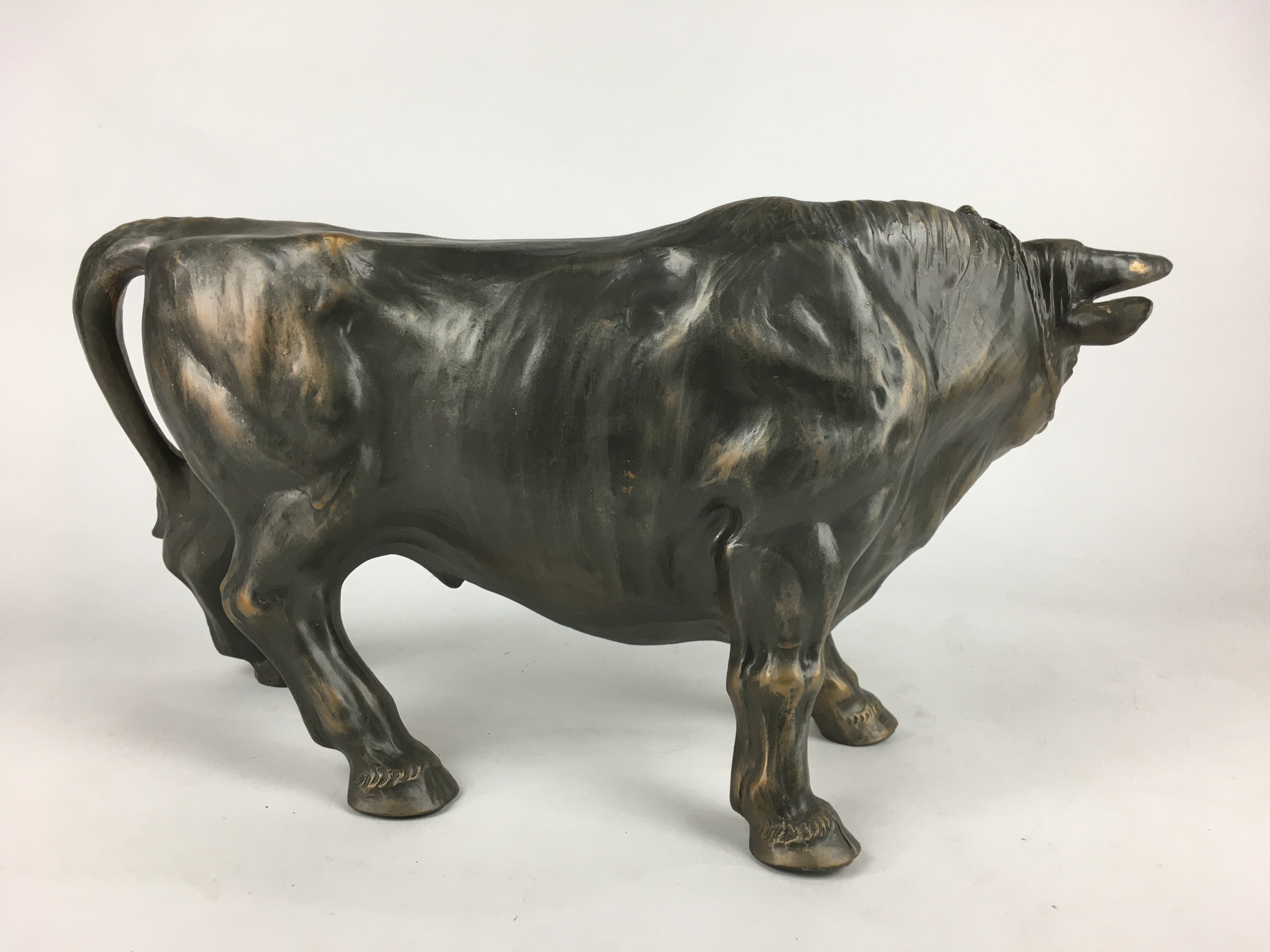 Japanese Zodiac Symbol Metal Cow Vtg Statue Ornament Okimono Ushi BD778