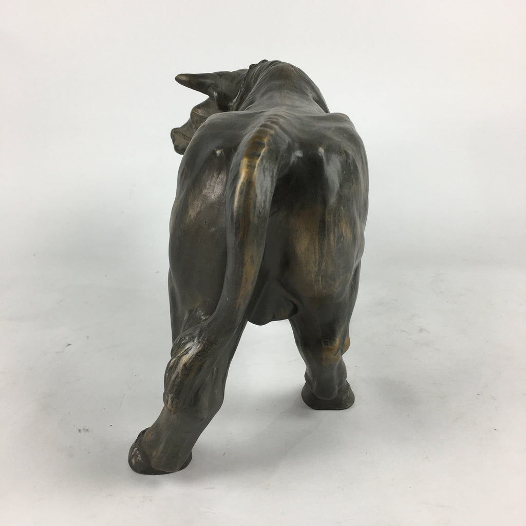 Japanese Zodiac Symbol Metal Cow Vtg Statue Ornament Okimono Ushi BD778