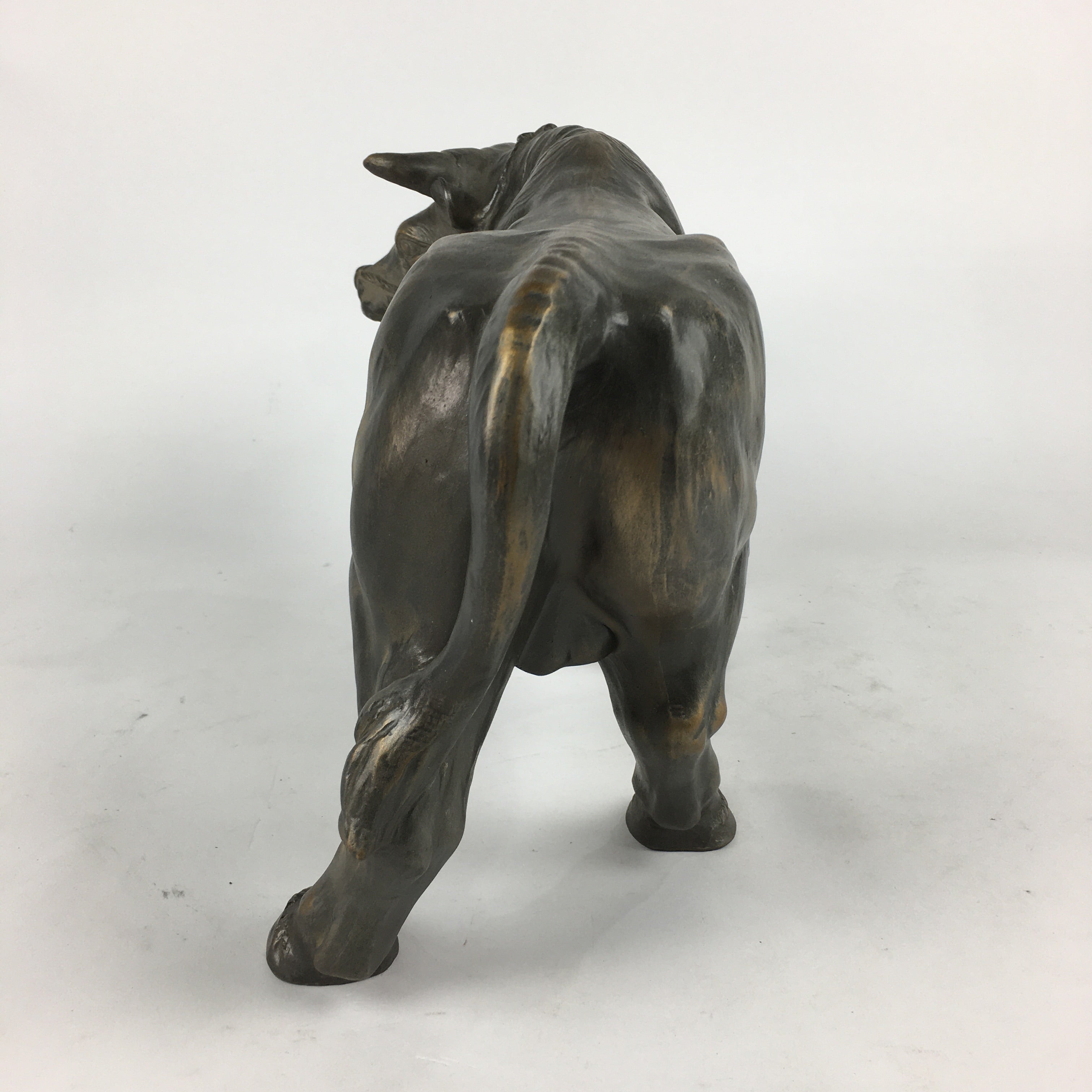 Japanese Zodiac Symbol Metal Cow Vtg Statue Ornament Okimono Ushi BD778
