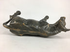 Japanese Zodiac Symbol Metal Cow Vtg Statue Ornament Okimono Ushi BD778