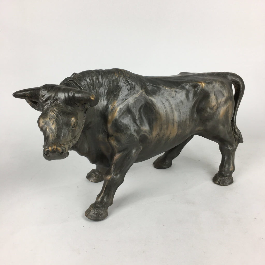 Japanese Zodiac Symbol Metal Cow Vtg Statue Ornament Okimono Ushi BD778