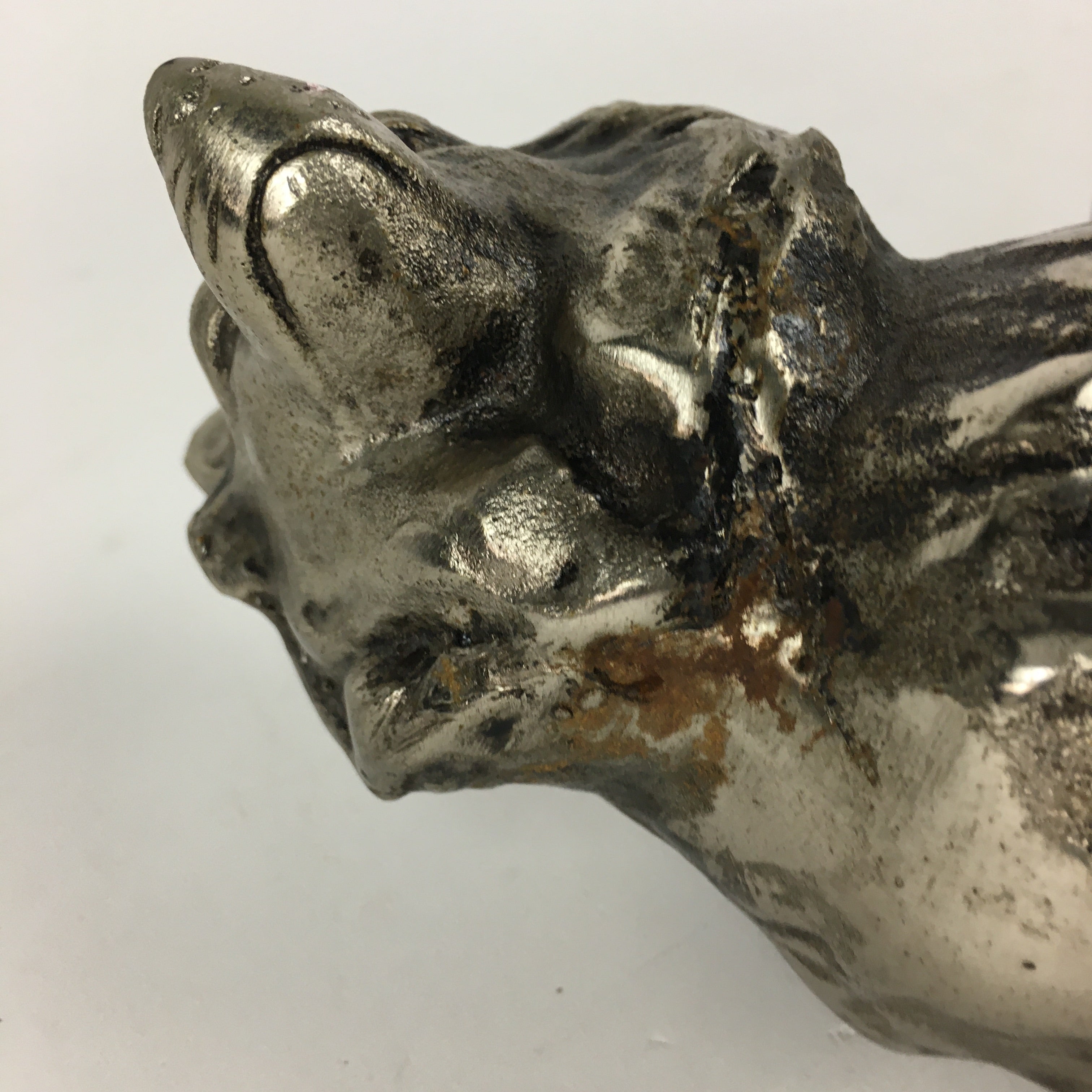 Japanese Zodiac Symbol Metal Dog Vtg Statue Ornament Okimono Inu BD791