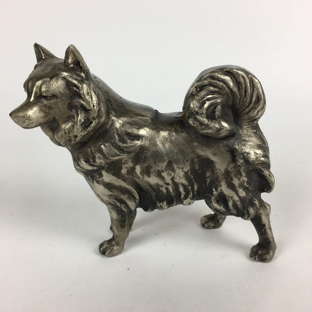 Japanese Zodiac Symbol Metal Dog Vtg Statue Ornament Okimono Inu BD791