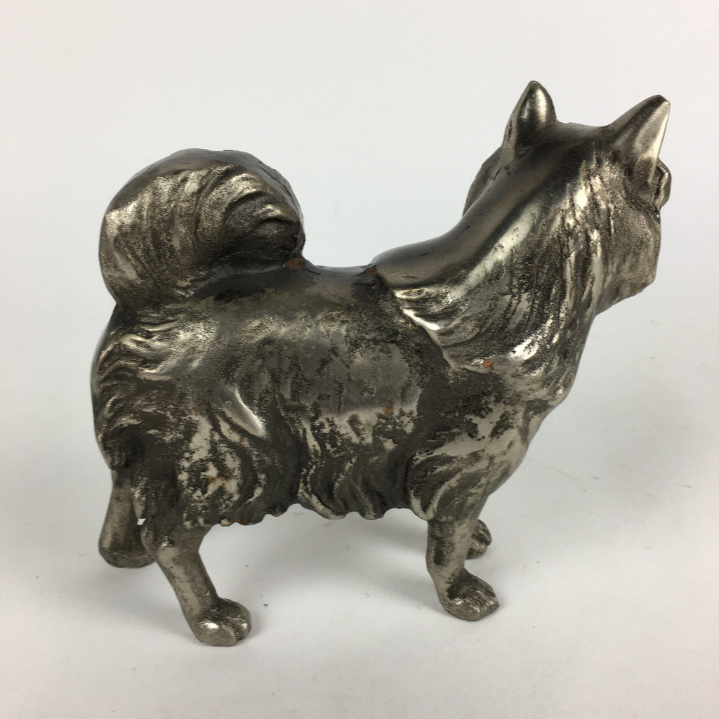 Japanese Zodiac Symbol Metal Dog Vtg Statue Ornament Okimono Inu BD791