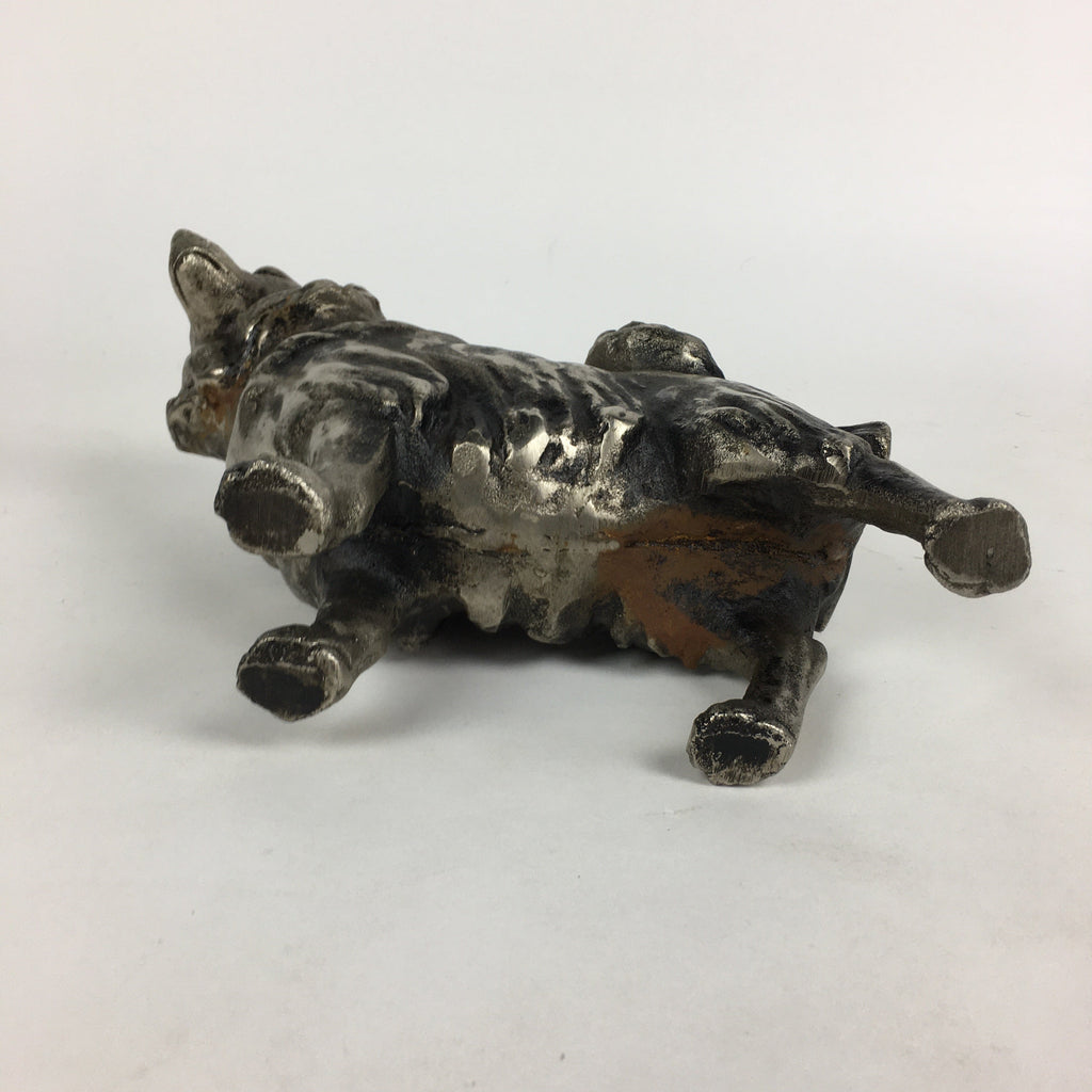 Japanese Zodiac Symbol Metal Dog Vtg Statue Ornament Okimono Inu BD791