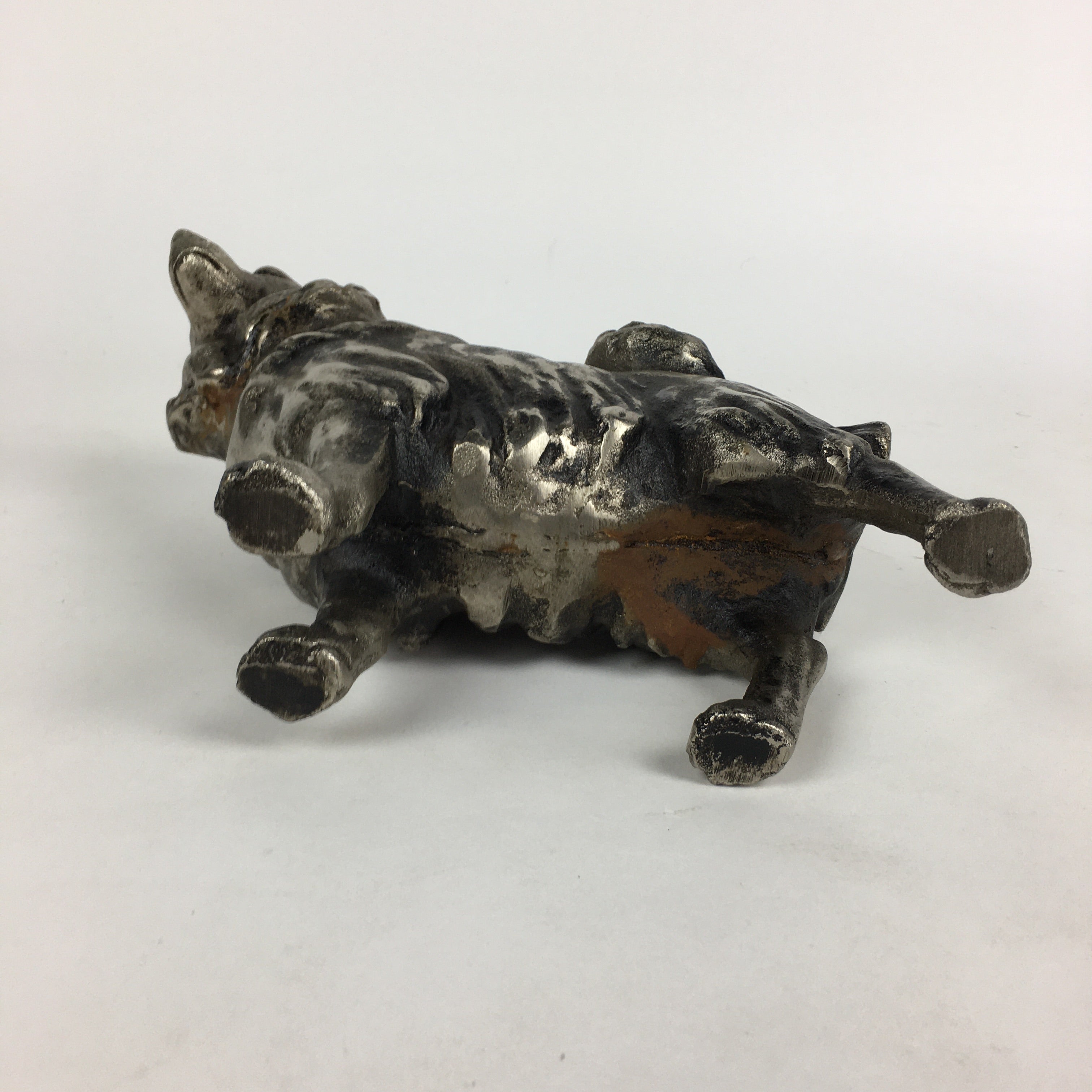 Japanese Zodiac Symbol Metal Dog Vtg Statue Ornament Okimono Inu BD791