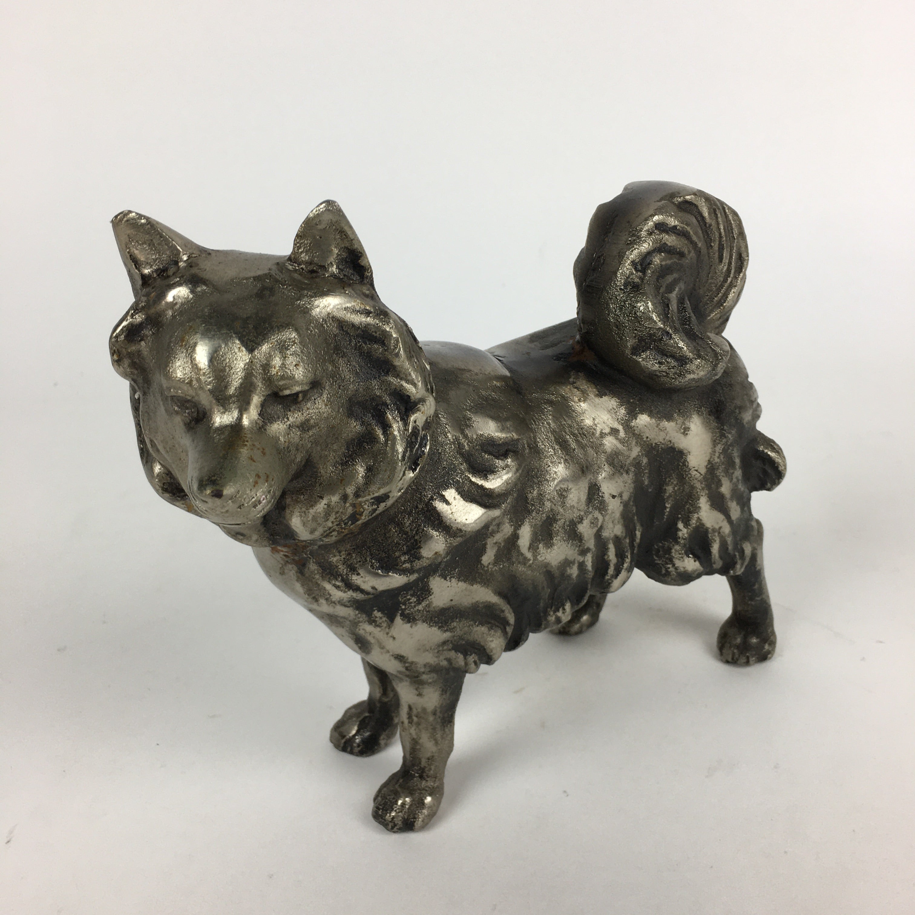 Japanese Zodiac Symbol Metal Dog Vtg Statue Ornament Okimono Inu BD791