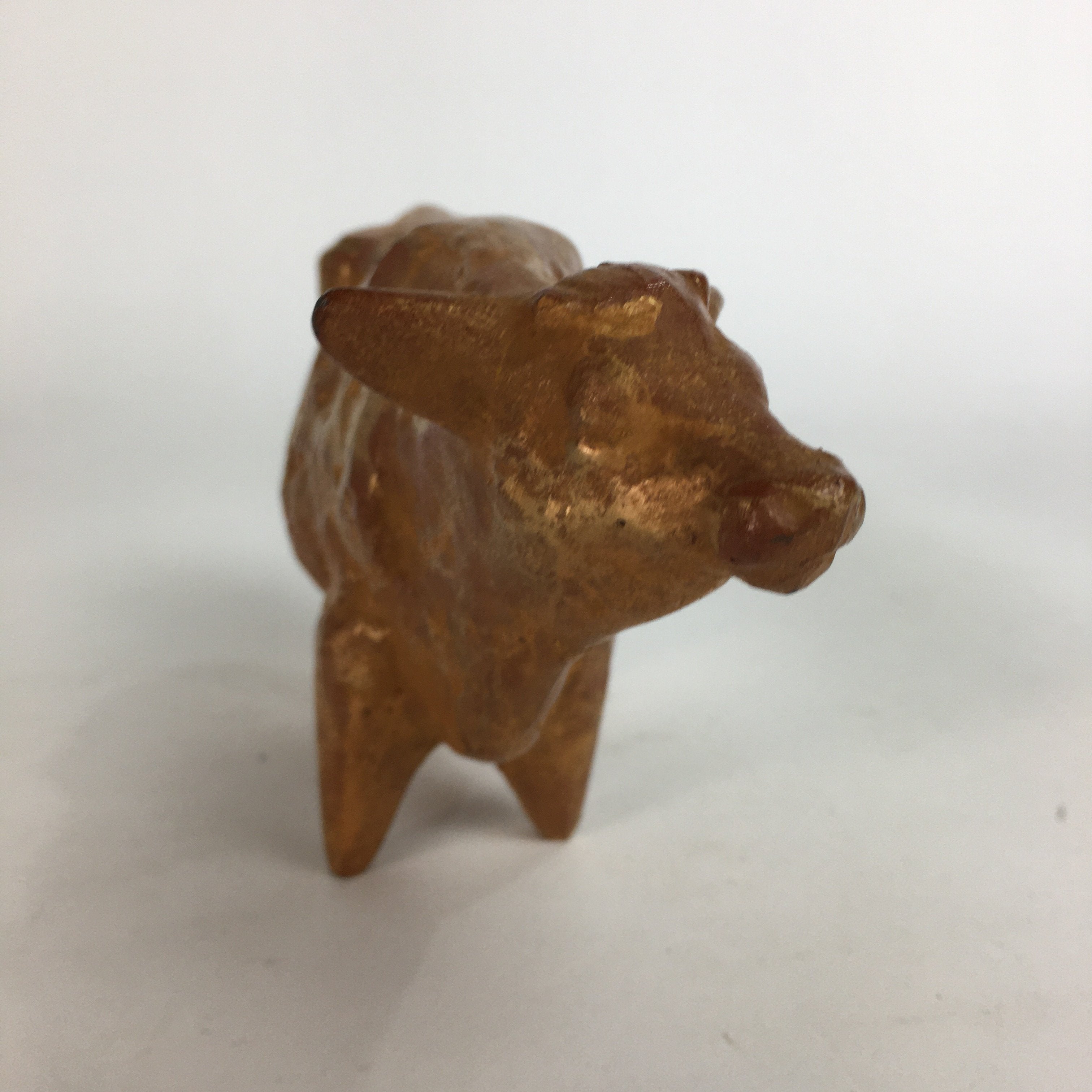 Japanese Zodiac Symbol Metal Gold Cow Vtg Statue Ornament Okimono Ushi BD650