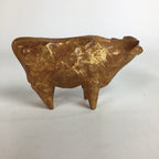 Japanese Zodiac Symbol Metal Gold Cow Vtg Statue Ornament Okimono Ushi BD650
