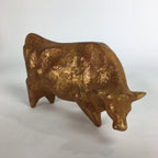 Japanese Zodiac Symbol Metal Gold Cow Vtg Statue Ornament Okimono Ushi BD651