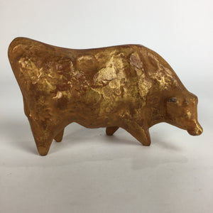 Japanese Zodiac Symbol Metal Gold Cow Vtg Statue Ornament Okimono Ushi BD651