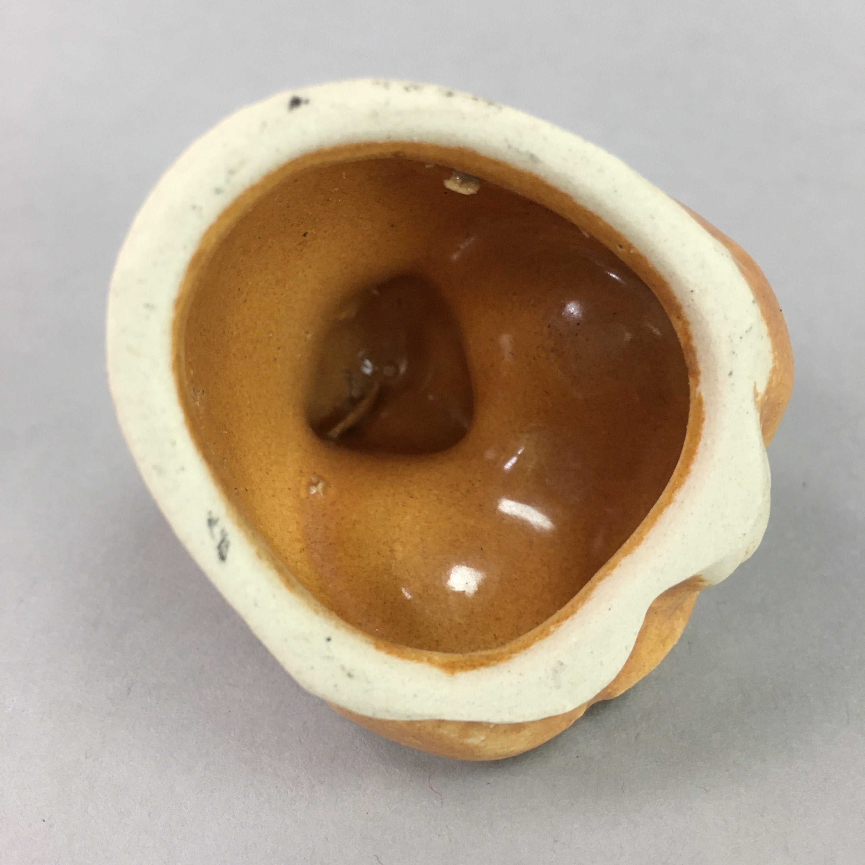 Japanese Ceramic Incense Container Vtg Pottery Kogo Monkey Brown PP60
