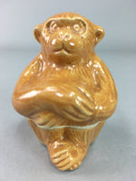 Japanese Ceramic Incense Container Vtg Pottery Kogo Monkey Brown PP60