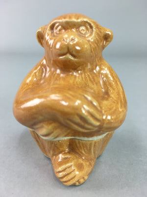 Japanese Ceramic Incense Container Vtg Pottery Kogo Monkey Brown PP60