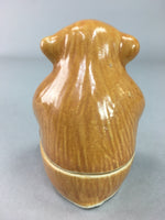 Japanese Ceramic Incense Container Vtg Pottery Kogo Monkey Brown PP60