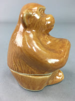 Japanese Ceramic Incense Container Vtg Pottery Kogo Monkey Brown PP60