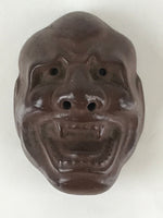 Japanese Ceramic Small Face Mask Vtg Pottery Yakimono Demon Face KF581